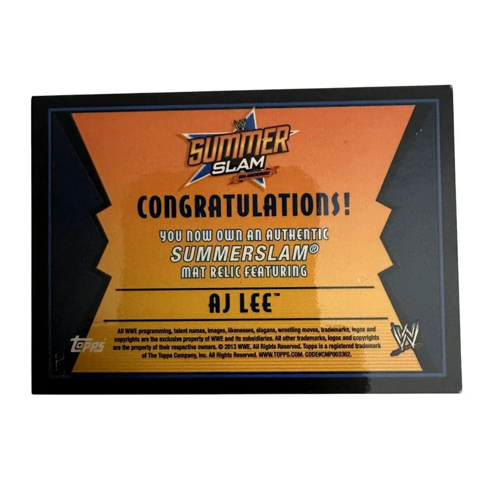 AJ Lee 2013 Topps WWE SummerSlam 25th Anniversary Authentic Mat Relic Card